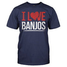 Load image into Gallery viewer, I Love Banjos - T Shirt - I_LOVE_BANJOS_-_Men_-_navyblue