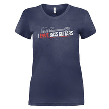 Load image into Gallery viewer, I Love Bass Guitar - T Shirt - I_LOVE_BASS_GUITAR_-_Ladies_-_Navyblue
