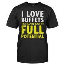Load image into Gallery viewer, I Love Buffets - T Shirt - I_LOVE_BUFFETS_-_men_-_black