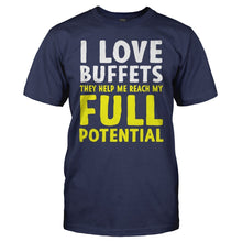 Load image into Gallery viewer, I Love Buffets - T Shirt - I_LOVE_BUFFETS_-_men_-_navy