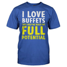 Load image into Gallery viewer, I Love Buffets - T Shirt - I_LOVE_BUFFETS_-_men_-_royal