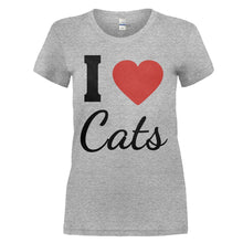 Load image into Gallery viewer, I Love Cats - T Shirt - I_LOVE_CATS_-_Ladies_-_heathergrey