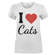 Load image into Gallery viewer, I Love Cats - T Shirt - I_LOVE_CATS_-_Ladies_-_white