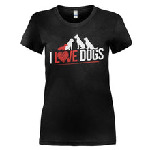 Load image into Gallery viewer, I Love Dogs - T Shirt - I_LOVE_DOGS_-_ladies_-_black