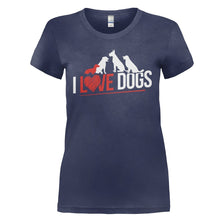Load image into Gallery viewer, I Love Dogs - T Shirt - I_LOVE_DOGS_-_ladies_-_navyblue