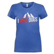 Load image into Gallery viewer, I Love Dogs - T Shirt - I_LOVE_DOGS_-_ladies_-_royalblue