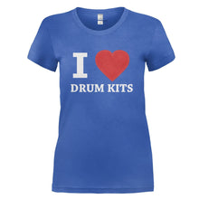 Load image into Gallery viewer, I Love Drum Kits - T Shirt - I_LOVE_DRUM_KITS_-_Ladies_-_royalblue