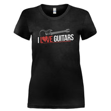 Load image into Gallery viewer, I Love Guitars - T Shirt - I_LOVE_GUITARS-_Ladies_-_Black