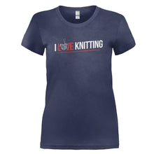 Load image into Gallery viewer, I Love Knitting - T Shirt - I_LOVE_KNITTING_-_Ladies_-_navyblue