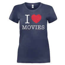 Load image into Gallery viewer, I Love Movies - T Shirt - I_LOVE_MOVIES_-_ladies_-_navy
