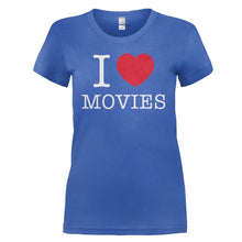 Load image into Gallery viewer, I Love Movies - T Shirt - I_LOVE_MOVIES_-_ladies_-_royal