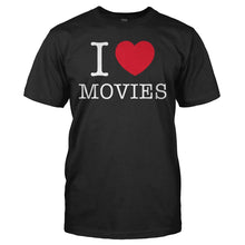 Load image into Gallery viewer, I Love Movies - T Shirt - I_LOVE_MOVIES_-_men_-_black