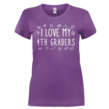 Load image into Gallery viewer, I Love My 4th Graders - T Shirt - I_LOVE_MY_4TH_GRADERS-_Ladies_-_Purple