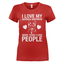 Load image into Gallery viewer, I Love My German Shepherd - T Shirt - I_LOVE_MY_GERMAN_SHEPHERD_-_Ladies_-_red
