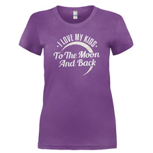 Load image into Gallery viewer, I Love My Kids To The Moon And Back - T Shirt - I_LOVE_MY_KIDS_TO_THE_MOON_AND_BACK-_Ladies_-Purple