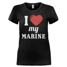 Load image into Gallery viewer, I Love My Marine - T Shirt - I_LOVE_MY_MARINE-_Ladies_-_Black