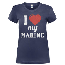 Load image into Gallery viewer, I Love My Marine - T Shirt - I_LOVE_MY_MARINE-_Ladies_-_Navy