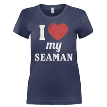 Load image into Gallery viewer, I Love My Seaman - T Shirt - I_LOVE_MY_SEAMAN-_Ladies_-_Navy
