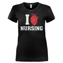 Load image into Gallery viewer, I Love Nursing - T Shirt - I_LOVE_NURSING-_Ladies_-_Black