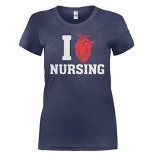Load image into Gallery viewer, I Love Nursing - T Shirt - I_LOVE_NURSING-_Ladies_-_Navy