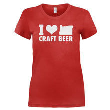 Load image into Gallery viewer, I Love Oregon Craft Beer - T Shirt - I_LOVE_OREGON_CRAFT_BEER-_Ladies_-_Red
