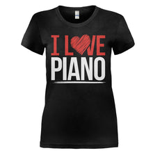 Load image into Gallery viewer, I Love Piano - T Shirt - I_LOVE_PIANO_-_Ladies_-_black
