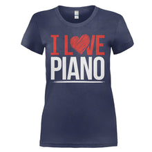 Load image into Gallery viewer, I Love Piano - T Shirt - I_LOVE_PIANO_-_Ladies_-_navyblue