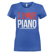 Load image into Gallery viewer, I Love Piano - T Shirt - I_LOVE_PIANO_-_Ladies_-_royalblue