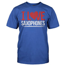 Load image into Gallery viewer, I Love Saxophones - T Shirt - I_LOVE_SAXOPHONES_-_Men_-_royalblue_51cda652-e90c-41eb-8f44-17071bb183a7