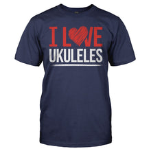 Load image into Gallery viewer, I Love Ukuleles - T Shirt - I_LOVE_UKULELES_-_Men_-_navyblue