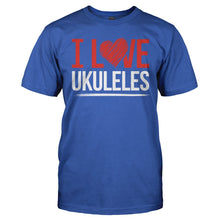 Load image into Gallery viewer, I Love Ukuleles - T Shirt - I_LOVE_UKULELES_-_Men_-_royalblue