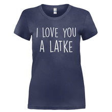 Load image into Gallery viewer, I Love You A Latke - T Shirt - I_LOVE_YOU_A_LATKE-_Ladies_-_Navy