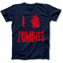 Load image into Gallery viewer, I Love Zombies - T Shirt - I_LOVE_ZOMBIES_-_mens_-_navy_blue