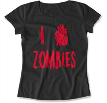 Load image into Gallery viewer, I Love Zombies - T Shirt - I_LOVE_ZOMBIES_-_womens_-_black