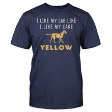 Load image into Gallery viewer, I Like My Labrador and Cake Yellow - T Shirt - I_Like_My_Labrador_and_Cake_Yellow_men_navy