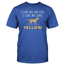 Load image into Gallery viewer, I Like My Labrador and Cake Yellow - T Shirt - I_Like_My_Labrador_and_Cake_Yellow_men_royal
