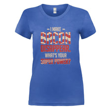 Load image into Gallery viewer, I Make Bacon Disappear - T Shirt - I_MAKE_BACON_DISAPPEAR_-_Ladies_-_royalblue