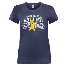 Load image into Gallery viewer, I May Be Old But I Got To See All The Cool Bands - T Shirt - I_MAY_BE_OLD_BUT_I_GOT_TO_SEE_ALL_THE_COOL_BANDS_-_Ladies_-_navyblue