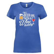 Load image into Gallery viewer, I'm A Beer Girl With a Wine Hobby - T Shirt - I_M_A_BEER_GIRL_WITH_A_WINE_HOBBY-_Ladies_-_Royal