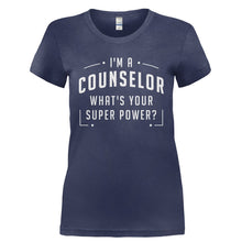 Load image into Gallery viewer, I'm A Counselor, What's Your Super Power? - T Shirt - I_M_A_COUNSELOR_WHAT_S_YOUR_SUPER_POWER-_Ladies_-_Navy