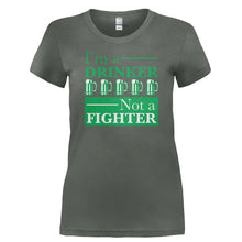 Load image into Gallery viewer, I'm A Drinker, Not A Fighter - T Shirt - I_M_A_DRINKER_NOT_A_FIGHTER-_Ladies_-_Charcoal