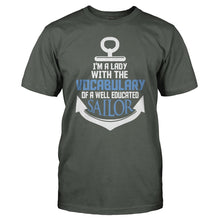 Load image into Gallery viewer, I'm A Lady With The Vocabulary Of A Well Educated Sailor - T Shirt - I_M_A_LADY_WITH_THE_VOCABULARY_OF_A_WELL_EDUCATED_SAILOR_-_Men_-_charcoal