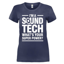 Load image into Gallery viewer, I'm A Sound Tech, What's Your Superpower? - T Shirt - I_M_A_SOUND_TECH__WHAT_S_YOUR_SUPERPOWER_-_ladies_-_navy