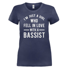 Load image into Gallery viewer, I'm Just A Girl Who Fell In Love With a Bassist - T Shirt - I_M_JUST_A_GIRL_WHO_FELL_IN_LOVE_WITH_A_BASSIST-_Ladies_-_Navy