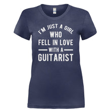 Load image into Gallery viewer, I'm Just A Girl Who Fell In Love With a Guitarist - T Shirt - I_M_JUST_A_GIRL_WHO_FELL_IN_LOVE_WITH_A_GUITARIST-_Ladies_-_Navy