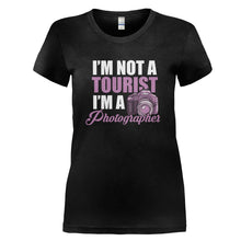 Load image into Gallery viewer, I'm Not A Tourist. I'm A Photographer - T Shirt - I_M_NOT_A_TOURIST_I_M_A_PHOTOGRAPHER_-_Ladies_-_black