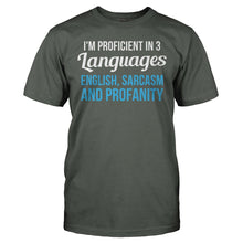 Load image into Gallery viewer, I'm Proficient In 3 Languages - T Shirt - I_M_PROFICIENT_IN_3_LANGUAGES_-_Men_-_charcoal