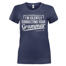 Load image into Gallery viewer, I'm Silently Correcting Your Grammar - T Shirt - I_M_SILENTLY_CORRECTING_YOUR_GRAMMAR_-_Ladies_-_navyblue