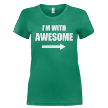 Load image into Gallery viewer, I'm With Awesome (Left) - T Shirt - I_M_WITH_AWESOME_LEFT_-_Ladies_-_Kelly_Green