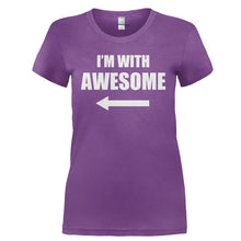 Load image into Gallery viewer, I'm With Awesome (Right) - T Shirt - I_M_WITH_AWESOME_RIGHT_-_Ladies_-_Purple